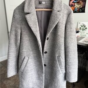 H&M Light Gray Fuzzy Wool Blend Coat